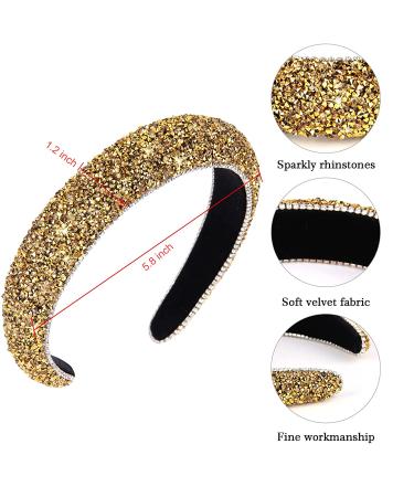 Wecoe Gold Diamond Glitter Headband for Women - Rhinestone Padded Bling Sparkle Headband - Fashion Hair Accessories for Women and Girls - Buy Online on GoSupps.com