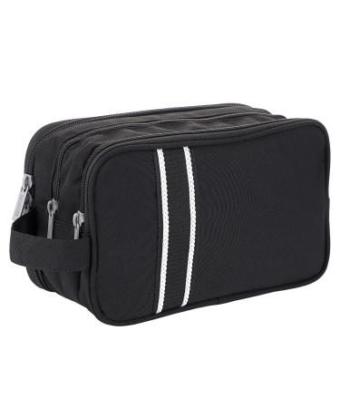 IGNPION Travel Toiletry Wash Bag Dry & Wet Separation Men Dopp Kit Bag Gym Shaving Organiser Bag with 3 Compartments (Dark Blue) Black