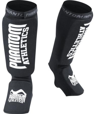 Phantom Athletics Schienbeinschoner - ideal protection and optimal fit for kicks in the sparring - with excitement protection for every martial arts - MMA kickboxing and muay thai - men and women black/white