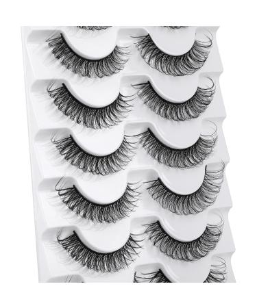 JIMIRE Cat-Eye Faux Mink Eyelashes - 7 Pairs Pack | D Curl Wispy Thin Russian Strip 15MM 3D Eyelash for Natural Look - Buy Online on GoSupps.com