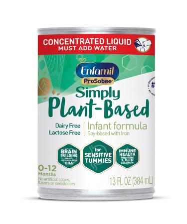Plant based Baby Formula, 13 Fl Oz Concentrated Liquid Can, Enfamil ProSobee for Sensitive Tummies, Soy-based, Plant Sourced Protein, Lactose-free, Milk free