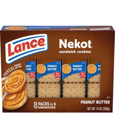 Lance Sandwich Cookies, Nekot Peanut Butter, 8 Individually Wrapped Packs, 6 Sandwiches Each - Buy Online on GoSupps.com