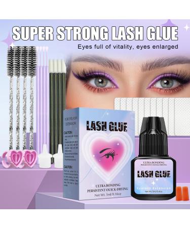 Sensitive Lash Extension Glue Kit - Strong Hold & Long Lasting Waterproof Eyelash Glue (5ml) | No Irritation & Fast Drying for DIY & Professional Use - Buy Online on GoSupps.com