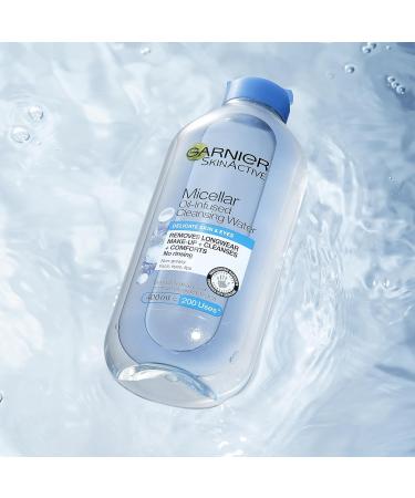 Garnier Micellar Cleansing Water 400ml for Delicate Skin - Makeup Remover & Cleanser, British Skin Foundation Approved - Use with Micellar Eco Pads - Buy Online on GoSupps.com