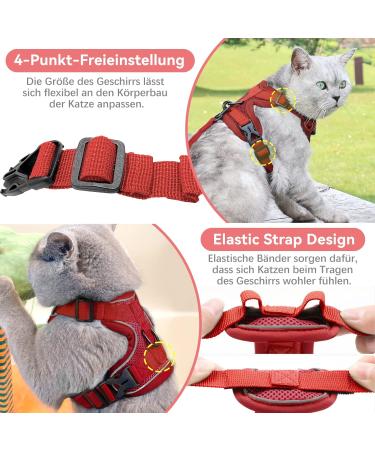 Adjustable Cat Dishes for Kittens & Puppies - Elevated Feeding Bowls with Line Set - Optimal Pet Feeding Solution (Red) - Buy Online on GoSupps.com