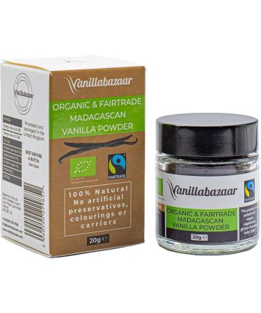 Vanillabazaar Sustainable Organic & Fairtrade Single Ingredient Premium Madagascan Vanilla Powder(20g) for Fast Infusion Home Baking and Cooking/Hot beverages Premium Organic & Fairtrade 20g - Buy Online on GoSupps.com