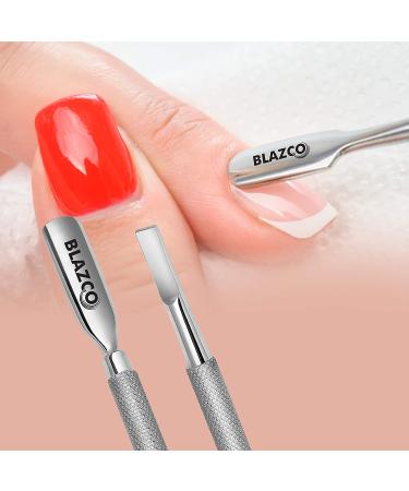Blazco Professional Grade Stainless Steel Cuticle Pusher & Nail Cleaner - Dual Sided Manicure/Pedicure Tool for Finger and Toe Nails - Cuticle Remover - Durable and Precise - Silver - Buy Online on GoSupps.com