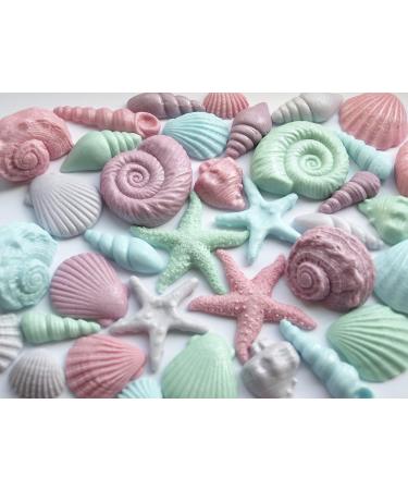 Mermaid Edible Seashells - Fondant Cupcake Toppers Nautical Ariel Cake Topper Under The Sea Party Summer Beach Wedding - Buy Online on GoSupps.com