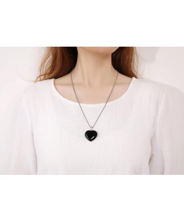XIANNVXI Black Obsidian Necklace 1.2 Healing Crystal Heart Gemstone Pendant for Women- Natural Spiritual Reiki Stone Jewelry - Buy Online on GoSupps.com