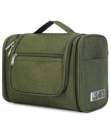 Large Hanging Toiletry Wash Bag Travel Makeup Cosmetic Organizer for Men Women by WANDF (Dark Green)
