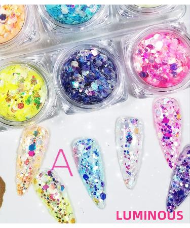 Glow in The Dark Glitter | JEMESI 6 Color Luminous Chunky Glitter for Epoxy Resin Body Face Nail & Craft | Festival Decoration - Buy Online on GoSupps.com
