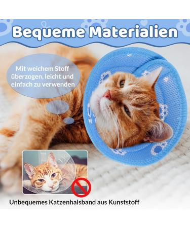 Fanshionstide Adjustable Anti-Trimming Cat Collar - Soft Protective Collar for Cats & Puppies Post-Surgery (M Blue) - Buy Online on GoSupps.com