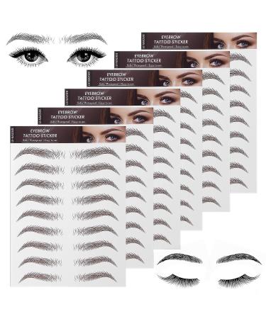 Molain 4D Waterproof Eyebrow Tattoos Stickers - 6 Sheets, Long-Lasting Brow Color Transfers, Peel Off for Grooming & Shaping - 54 Pairs, Brown (6 PCS) - Buy Online on GoSupps.com
