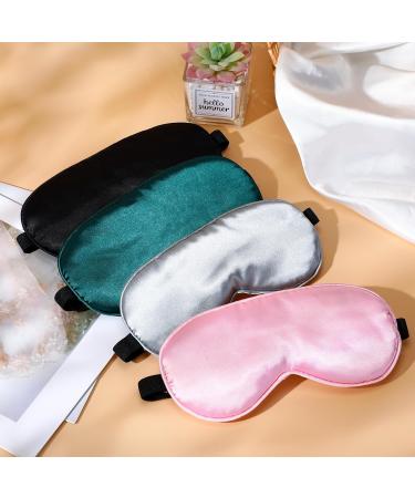Buy 4 Silk Sleep Masks - Adjustable Eye Masks for Travel & Relaxation | Soft & Smooth | Available in Black Grey Dark Green Pink - Buy Online on GoSupps.com