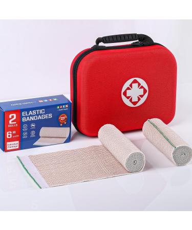 AZEN Premium 2 Pack Elastic Bandage Wrap - 6 Inch Compression Bandage for Legs Ankle Knee & Tummy | Latex-Free Lymphedema Support - Buy Online on GoSupps.com