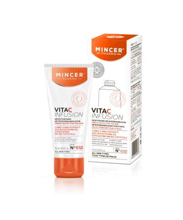 Mincer Pharma Vita C Infusion Moisturizing Pottering Mikrodermabrasion for all skin types with Camu-Camu Extract sea buckthorn oil and peeling microcrystals 75 ml
