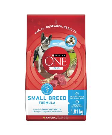 Purina ONE +Plus Small Breed Dry Dog Food with Beef - 1.81 kg Bag 1.81 kg (Pack of 1)