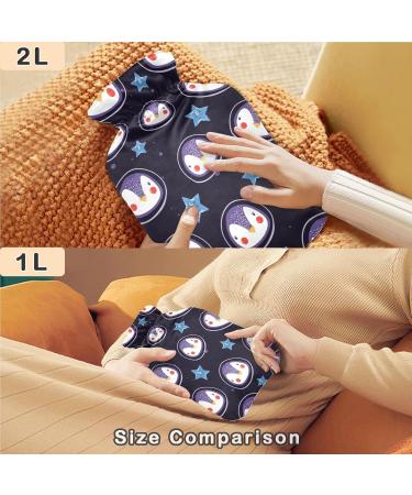 Naanle Galaxy Penguins Astronaut 2L Hot Water Bottle | Pain Relief & Heat Therapy | Transparent Cover for Bed & Hand/Foot Use - Buy Online on GoSupps.com
