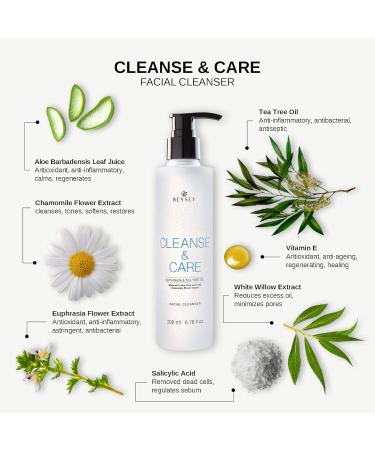 NEW! Aloe Vera Tea Tree Eyebright and Chamomile Facial Cleansing Gel - Facial Cleansing Soap/Antibacterial/Anti Acne - Combination and Oily Skin - CLEANSE&CARE Beysey 200 ml - Buy Online on GoSupps.com