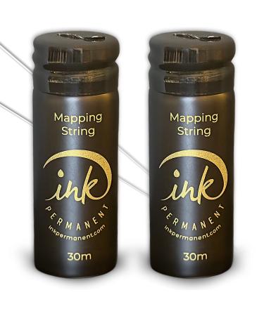 Ink Permanent Black Brow Mapping String  2 X 100 Ft Bottles - 60 m  Pre-Inked Mapping String for Permanent Makeup and Microblading Supplies | Brow Mapping Kit | Mapping String for Brow Mapping
