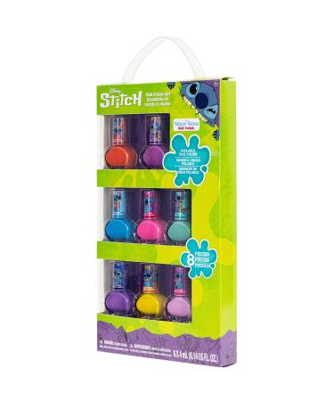 Buy Disney Stitch Non-Toxic Peel-Off Water-Based Nail Polish Gift Set for Kids | 8 Pcs Shimmer & Opaque Colors | Safe Quick Dry | Ages 3 - Buy Online on GoSupps.com
