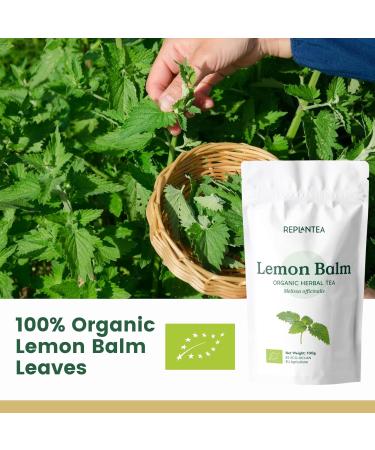 Lemon Balm Tea Organic 100g (50 Cups) | Organic Lemon Balm Leaves Clean and Dried REPLANTEA - Buy Online on GoSupps.com