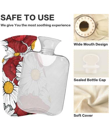 Heat Bottle with Poppy Flowers & Daisies - BPA-Free 1L Warm-Up Bag for Pain Relief & Hot/Cold Therapy - Buy Online on GoSupps.com