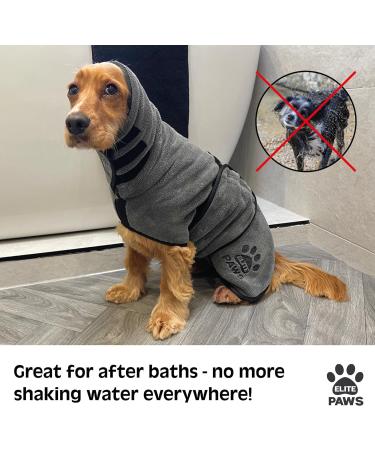 Elite Paws UK Luxury Microfibre Drying Robe for Pets - Super Absorbent Towelling Coat for Quick Drying (M - 40-48cm) - Buy Online on GoSupps.com