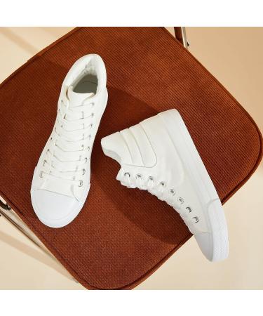 Povoger High Top Sneakers for Women - Fashionable White Canvas Shoes for Casual Walking - Buy Online on GoSupps.com
