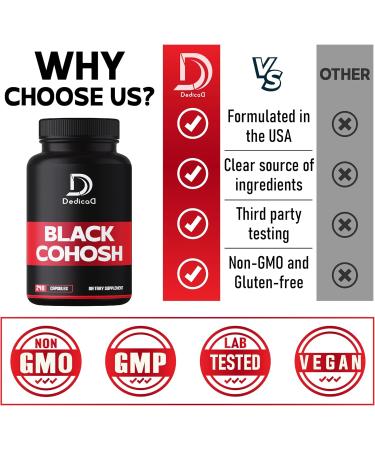 DEDICAD 1000mg Black Cohosh for Menopause Hot Flashes - 240 Capsules for 4-Month Supply - Support for Body Management, Women's Health & Immune System - Buy Online on GoSupps.com