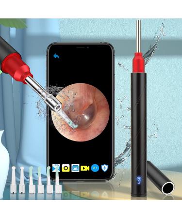 Ear Wax Removal  1080P Ear Wax Removal Tool with 6 Ear Spoon  Ear Cleaner with Ear Camera  Earwax Removal Kit with Light  Ear Pick with 6 LED Light for iOS & Android  Black