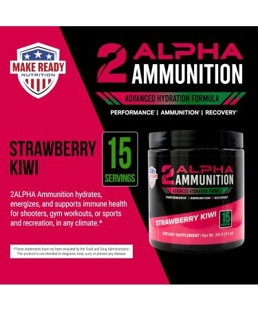 2ALPHA Strawberry Kiwi Hydration Powder - 315g Energy Drink & Immune Support Supplement | Vitamin C Calcium Magnesium for Shooting Sports - Buy Online on GoSupps.com
