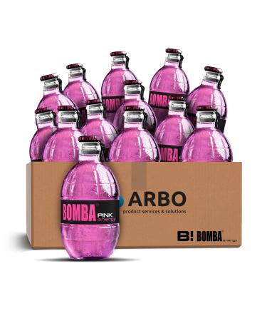 Bomba energy drink pink grapefruit 12 x 250 ml refreshing drink in stylish glass bottle in 12pack + ArBoLiving sticker