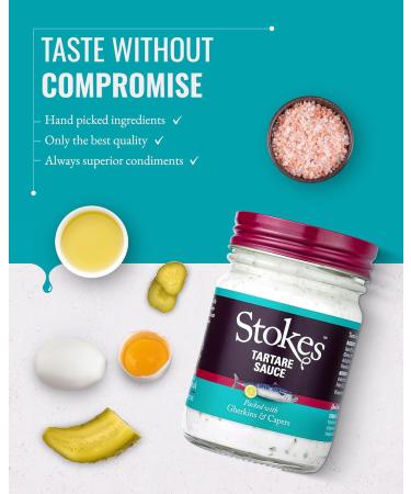 Stokes Real Tartare Sauce 3PK Smooth & Creamy Tartare Sauce Perfect For Fish Dishes Award Winning Gluten Free Tartare Sauce Made With Gherkins & Capers Beautifully Balanced Flavour 200g Glass Jar - Buy Online on GoSupps.com
