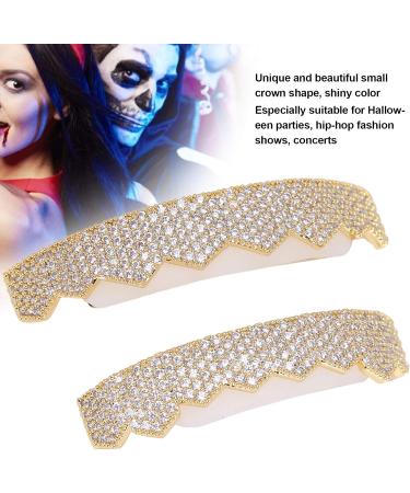 Iced Out Diamond Teeth Grillz for Men Women Hip Hop Gold Grills for Your Teeth Teeth Jewelry and Accessories Poker Diamond Top & Bottom Face Grills for Teeth Rapper - Buy Online on GoSupps.com