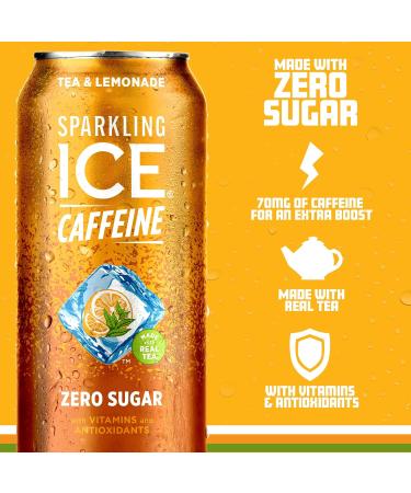 Sparkling Ice +Caffeine Tea Lemonade - Zero Sugar Sparkling Water with Antioxidants | 16 fl oz Cans (12 Pack) - International Shipping Available - Buy Online on GoSupps.com