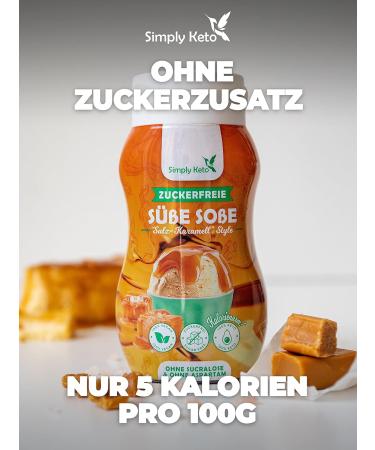 Simply Keto Dessert Sauce - Sugar-Free Salted Caramel Flavor | Low Carb 1g Net Carbs 7 kcal/100g | Aspartame & Sucralose Free - 350ml - Buy Online on GoSupps.com