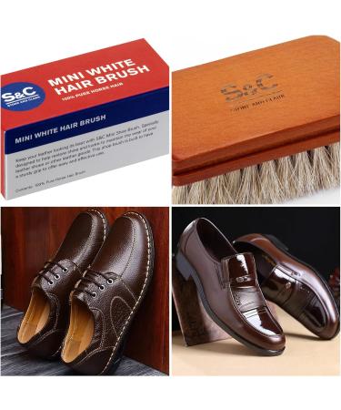 Stone and Clark Horse Hair Shoe Brush - Polish Your Leather to Perfection - Shoe Polish Brush with 100% Horse Hair Bristles & Concaved Beech Wood Handle (Mini White Hair Brush) Premium - Buy Online on GoSupps.com