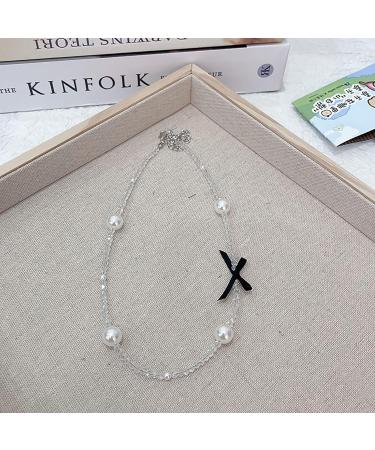 SOUTHJIELING Fashion Bowknot Pearl Crystal Choker Necklace - Clavicle Chain Beaded Solid Color Jewelry - Buy Online on GoSupps.com