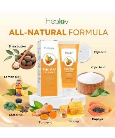 Kojic Acid Soap Skin Brightening Papaya & Turmeric Wash for Hyperpigmentation Acne & Scars Enhance Skin Tone & Glow - Buy Online on GoSupps.com