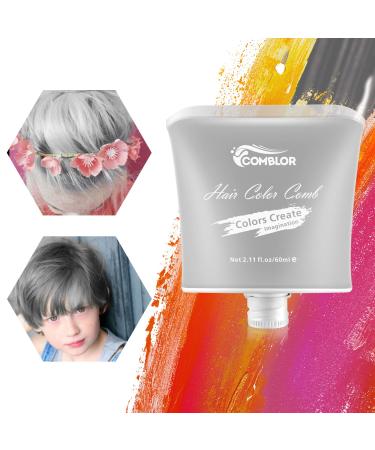 Temprary Hair Dye Comblor Grey Hair Dye for Dark Hair Hair Chalks for Girls Wash Out Hair Colour Kids Gifts for Birthday Christmas Halloween Crazy Hair Day Children's Day Grey 60 g (Pack of 1)