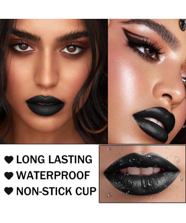 CAHIUYOA Black Matte Lipstick and Lip Liner Set - Long Lasting & Waterproof for Halloween & Cosplay - Buy Online on GoSupps.com
