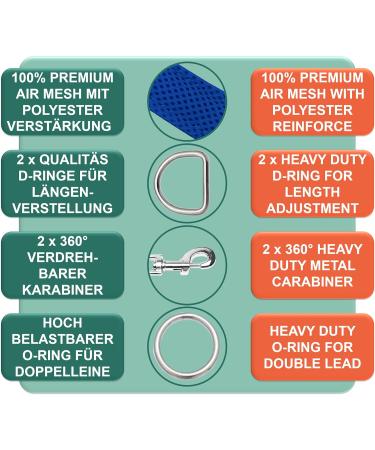 Dey Premium Dog Leash - 2m Air Mesh 3-Way Adjustable for All Dog Sizes Multiple Colors Ideal for Puppies & Cats - Blue XS/S - Buy Online on GoSupps.com