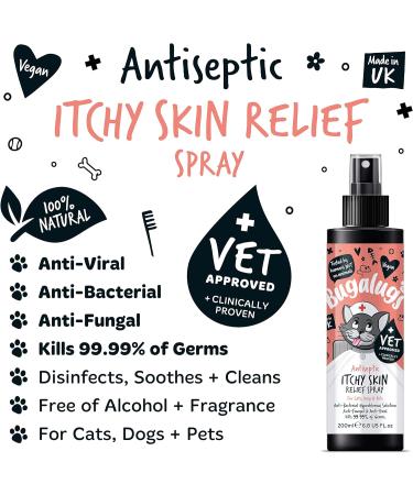BUGALUGS Cat itchy skin relief Antiseptic spray 200ml for kitten cats & small animals - cat anti scratch cat spray is Antibacterial Antifungal & Antiviral use for cat acne - Buy Online on GoSupps.com