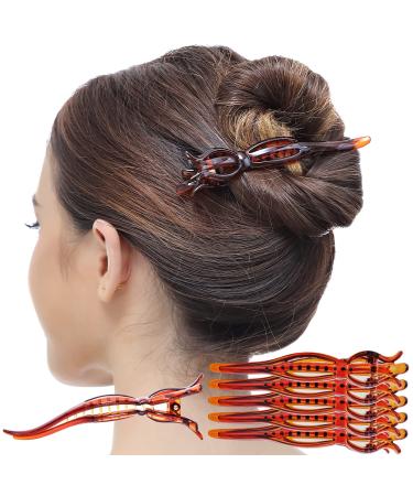 RC Roche 6 pieces Elegant Stab Beak Haircap To Insert Fixed Halt Borette Concorde Hairbread Teeth Medium Brown Medium - 6 pieces Brown - Buy Online on GoSupps.com