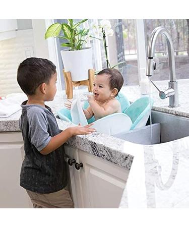 Blooming Bath Poppy Baby Bath Pad - Plush Minky Flower Sink Bath Cushion - Seafoam/Brown - Buy Online on GoSupps.com