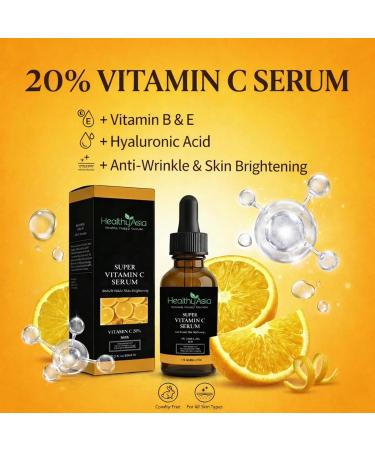 HealthyAsia Black Label Super C Vitamin C Serum for Face Brightening & Anti-Aging Facial Treatment for Radiant Skin Firming & Hydrating Formula with Stabilized Vitamin C 1 fl oz (30ml) - Buy Online on GoSupps.com