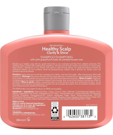 Neutrogena Exfoliating Healthy Scalp Clarify & Shine Shampoo for Oily Hair and Scalp Anti-Residue Shampoo with Pink Grapefruit pH-Balanced Paraben & Phthalate-Free Color-Safe 354 ml. Shampoo Pink - Buy Online on GoSupps.com