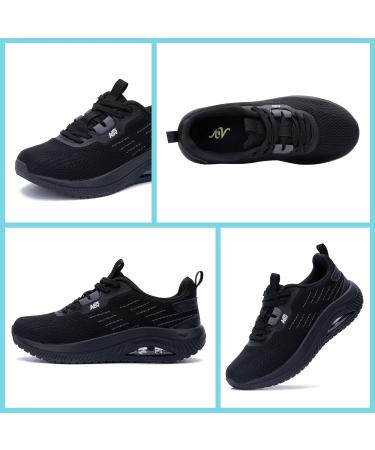 Women's Walking Shoes with Arch Support | Orthotic Sneakers for Plantar Fasciitis & Foot Pain Relief | All-Black Size 8 - Buy Online on GoSupps.com
