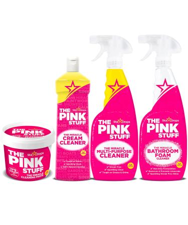 Stardrops - The Pink Stuff - Ultimate Bundle - The Miracle Cleaning Paste, Multi-Purpose Spray, Cream Cleaner, Bathroom Spray (1 Cleaning Paste, 1 Multi-Purpose Spray, 1 Cream Cleaner, 1 Bathroom Foam Cleaner)